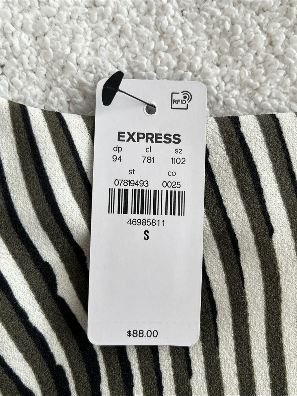 Express Olive and White Sleeveless Wrap-Style Mini Dress - Picture 4 of 4